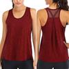 Chaleco Deportivo de Color Sólido para Mujer, Cuello Redondo, Sin Mangas, Secado Rápido, Espalda Cruzada, Blusa Holgada