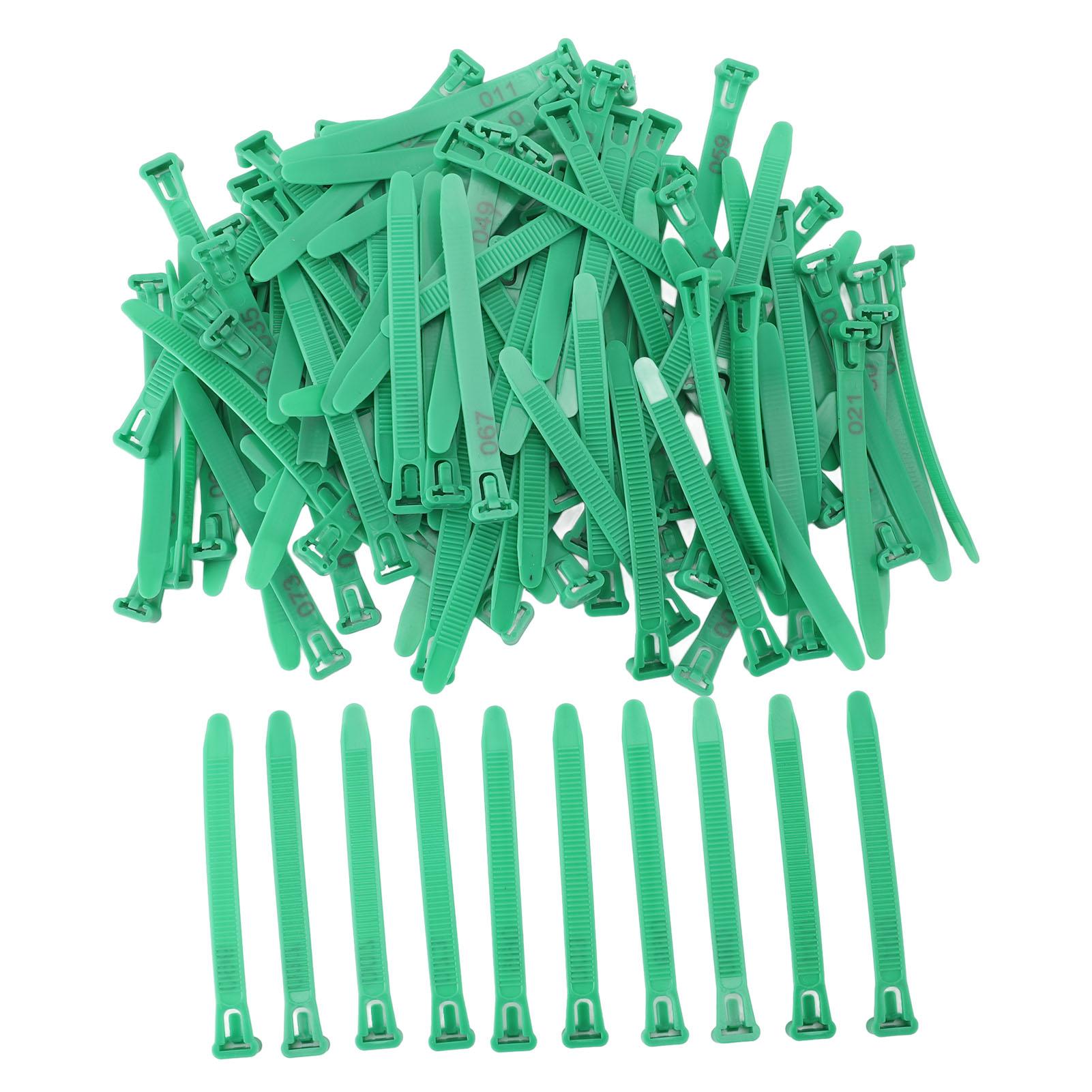 100pcs Chicken Leg Rings Plastic Lightweight Adjustable Fadeless Numbered Poultry Identification Leg Tags for Duck Goose зелёный