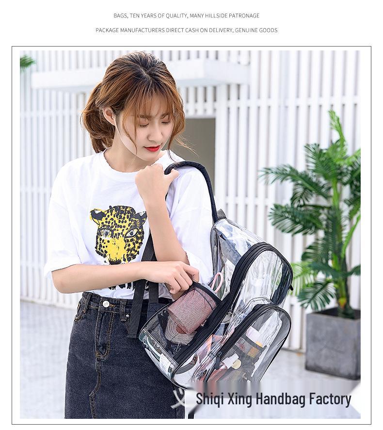 Large Capacity Transparent Backpack for High School Girls - Durable PVC Design.