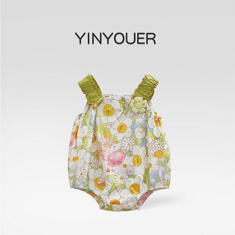 

Baby Summer Clothes, Baby Girl Summer Outfit, Fresh Princess Floral Romper, Summer One-Piece Crawling Suit Green Xp1082137 Hoodie 90(#Suggestion 11-13kg#)