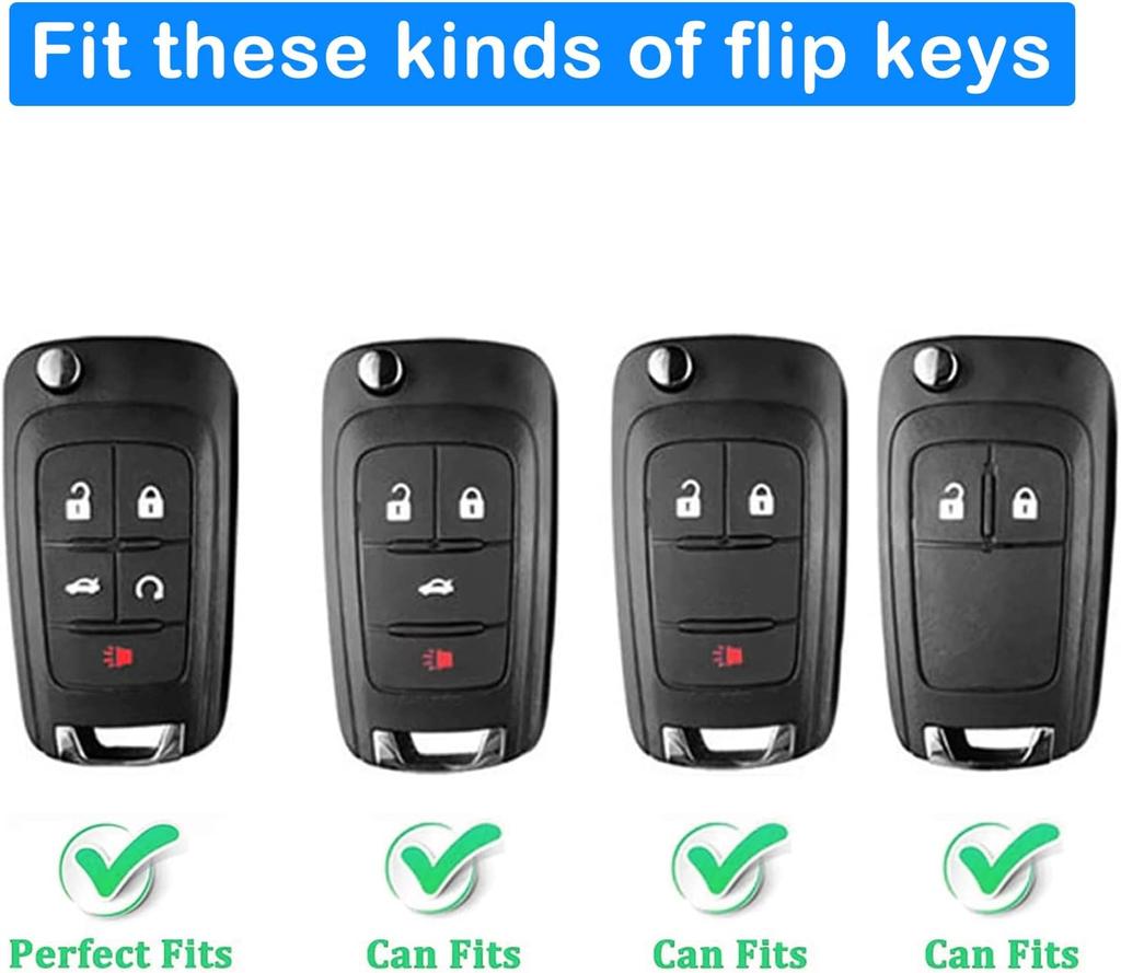 For Chevy Key Fob Cover with Keychain,Premium TPU Full Protection Key Case Shell for Equinox Camaro Cruze Malibu Impala Spark Sonic GMC