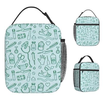Nurse First Aid Cartoon Print Lunch Bag For Child Graphic Lunch Box Cute Travel Cooler Bag Convenient Oxford Tote Food Bags