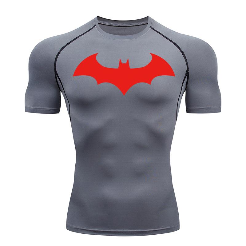 Camisetas de Compressão com Estampa de Morcego para Homens Manga Curta Rash Guard Academia Treino Corrida Camiseta de Verão Atlético Secagem Rápida Camisetas