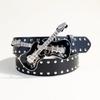 Unisex Gothicism Leather Belt Comfortable Elastic Waist Belt Stretchable Belt for Music Festivals