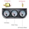 52MM 3 In 1 Oil Pressure Gauge + Volt Meter + Water Temp Gauge Kit Volt Meter with Sensor Oil Temperature Gauge Triple Meter