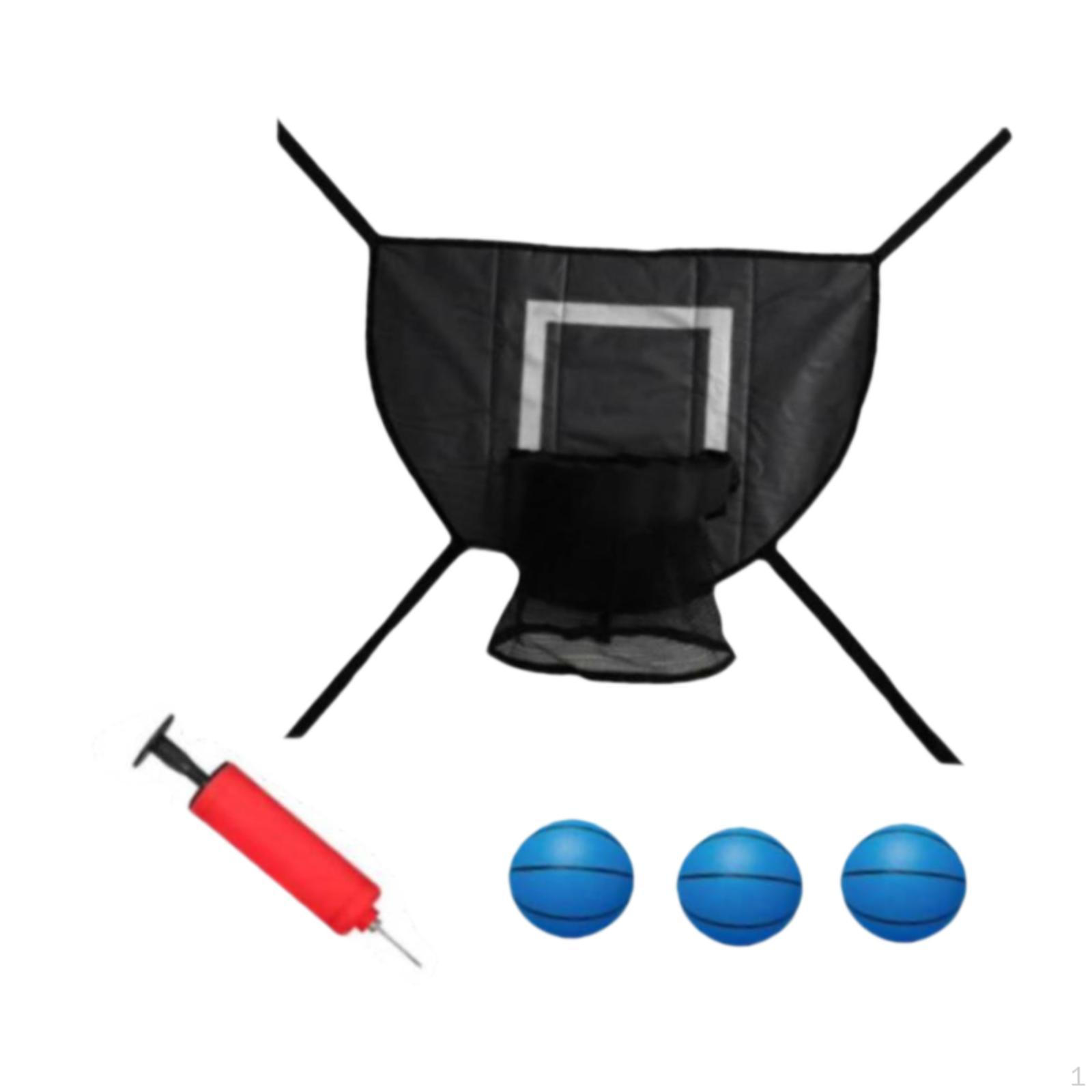 

Trampoline Basketball Hoop Attachment Set Accessories Easy Install Soft Goal Blue Ball