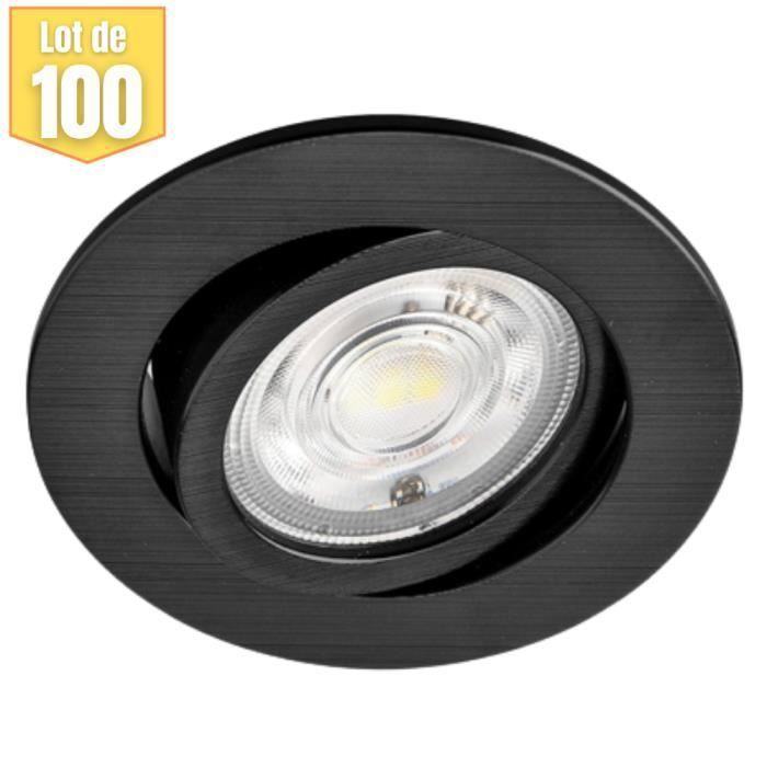 Lot of 100 3-in-1 Round Black Recessed LED Spotlights 7W IP20