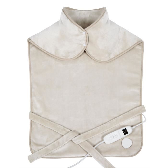 Coussin chauffant dos et cervicales - LIVOO - DOS218C - 100 W - 60 x 90 cm - Flanelle - Lavable en machine 30° - 50-65° - Crème