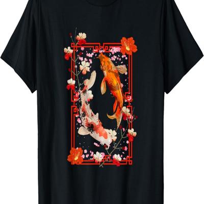 Koi Fish Coi Carp Nishikigoi Fish Cherry Blossom T-Shirt