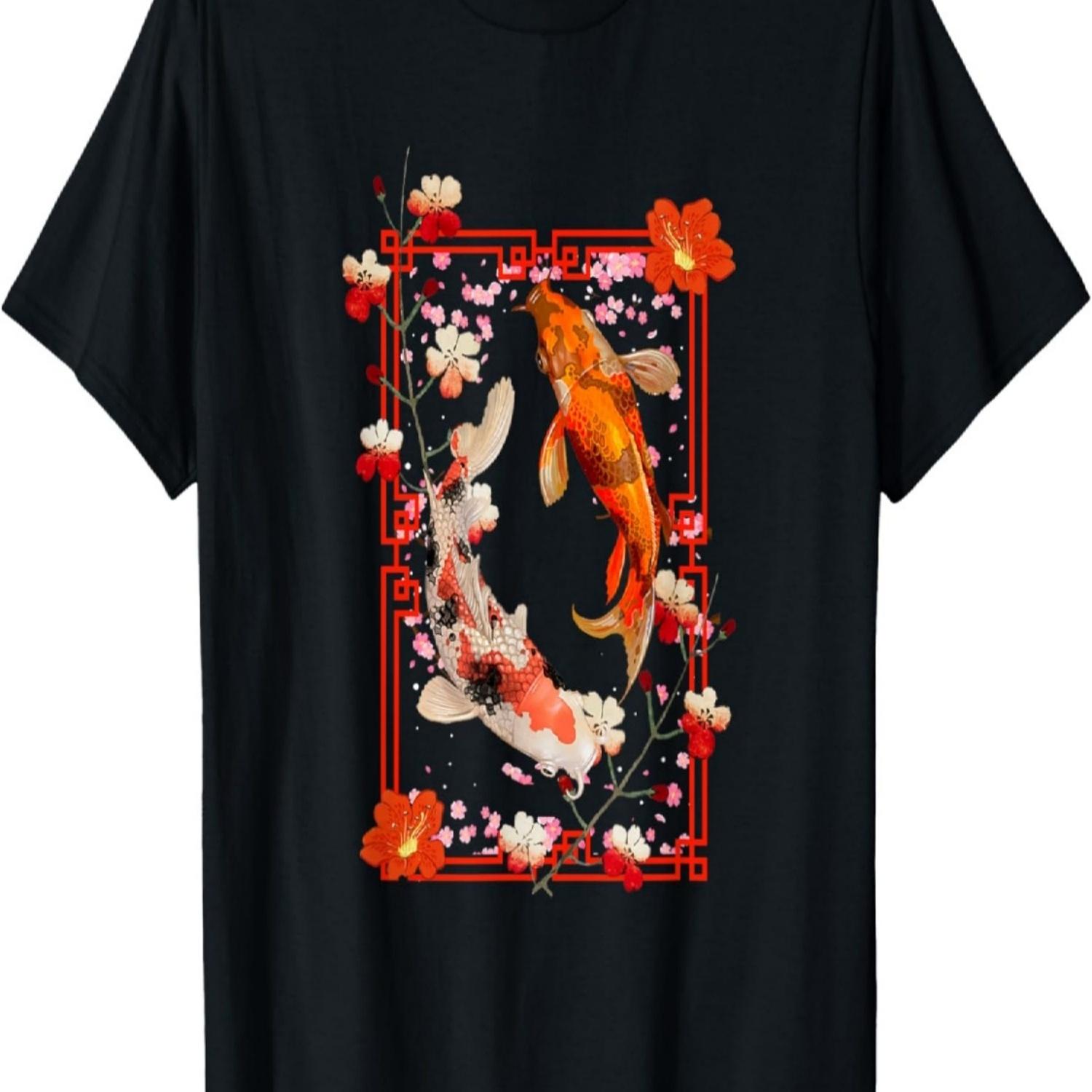 Koi Fish Coi Carp Nishikigoi Fish  Cherry Blossom T-Shirt S