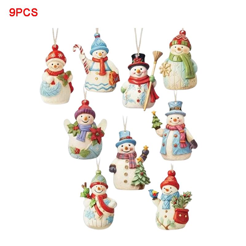 

9/18 шт. Подвеска в виде снеговика на рождественскую елку из дерева, украшение на рождественскую елку, сувениры для вечеринки, домашний декор