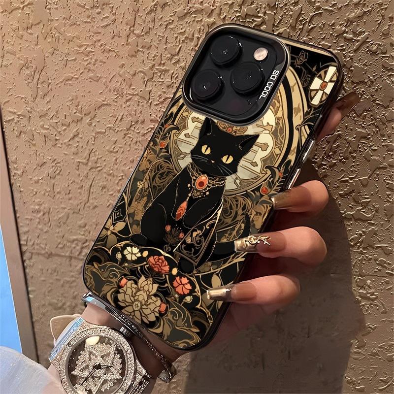 Lucky Cat Mobile Phone Case Is Suitable for Apple 16 Guochao Iphone16promax Gilt 16 Rich 15 Niche Cats