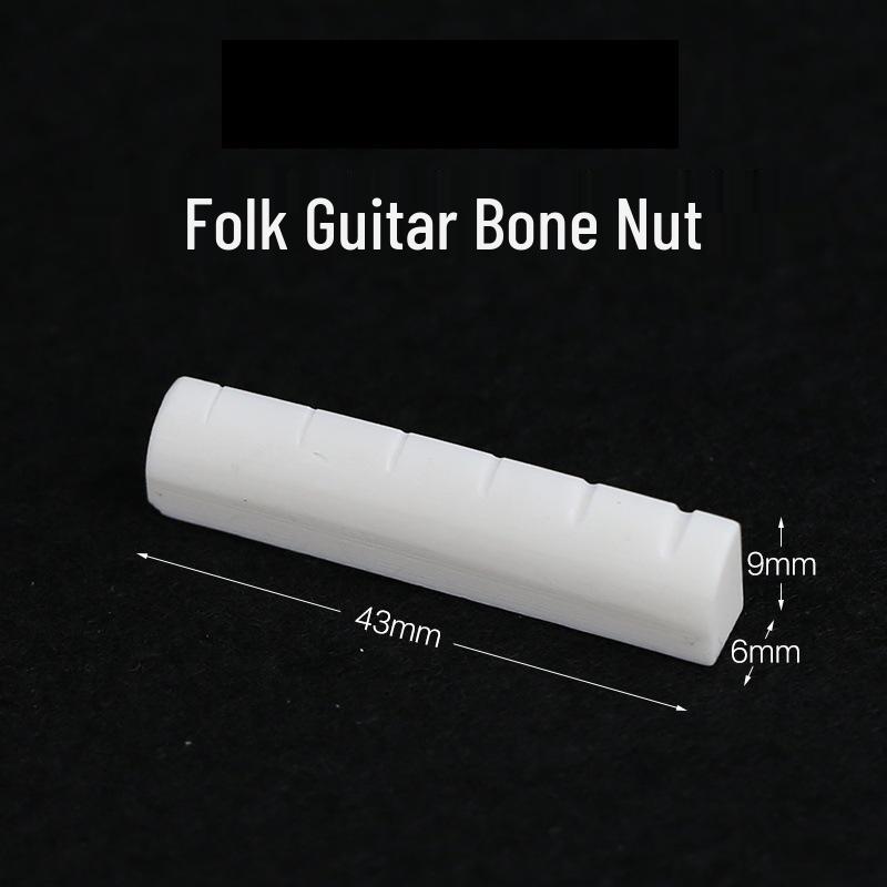 Burrsius Bone Nut Set for Folk Classical Acoustic Guitar - Upper & Lower Nut, Bridge, String Accessories