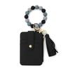 Faux Leather Card Holder Bracelet Keychain Bohemian Style Wristband Card Case Keyring  Everyday Use