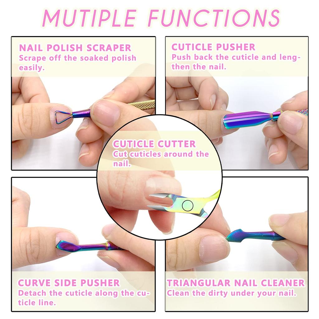 Professional Cuticle Trimmer with Cuticle Pusher and Durable Pedicure Manicure Stainless Steel Cuticle Clipper for Fingernails and Toenails Scissors,