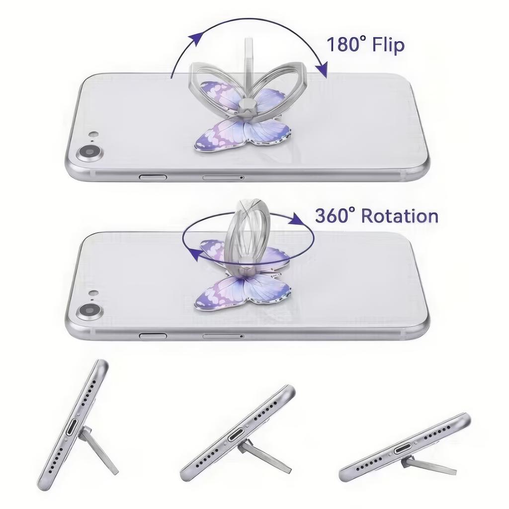 1 Butterfly Phone Stand Pink/Purple, Handheld Handle with Knob Ring, Suitable for Smartphone Users and Home Users