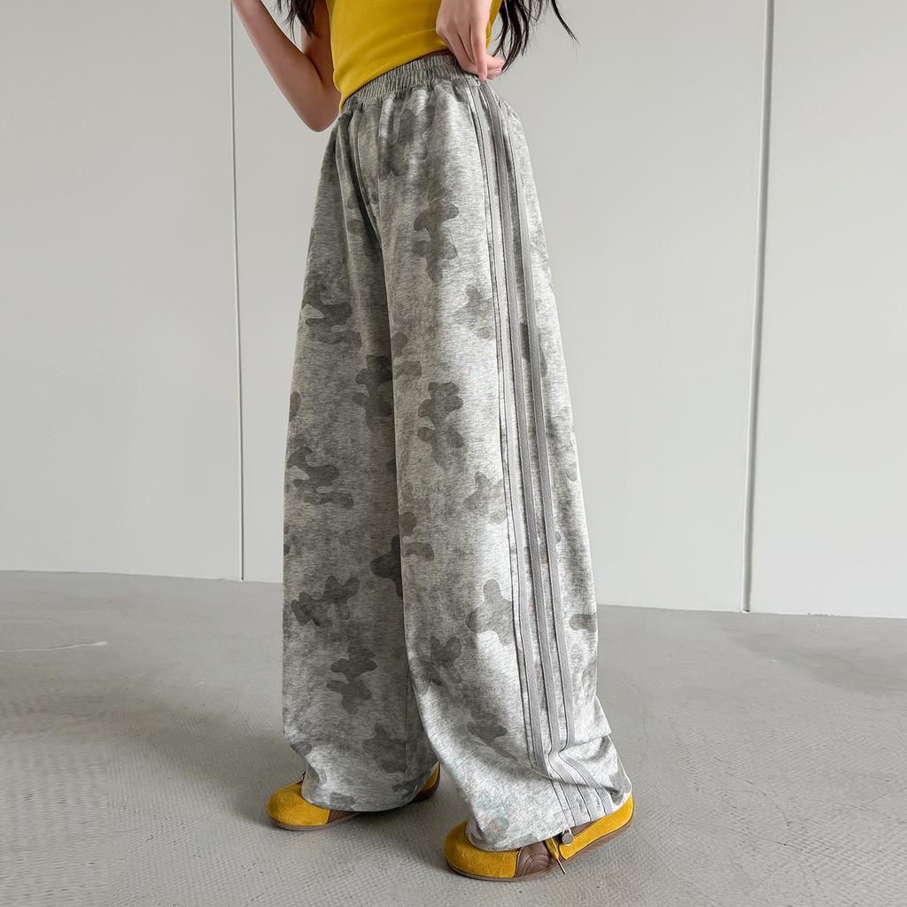 Girls' summer thin pants, girls' Korean version wide leg pants, children's sports pants, girls' summer camouflage casual pants