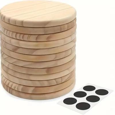 5er Set unfertige runde Holzuntersetzer für DIY-Bastelarbeiten und Heimdekoration - 10 cm Durchmesser, Naturholzmaterial zum Bemalen