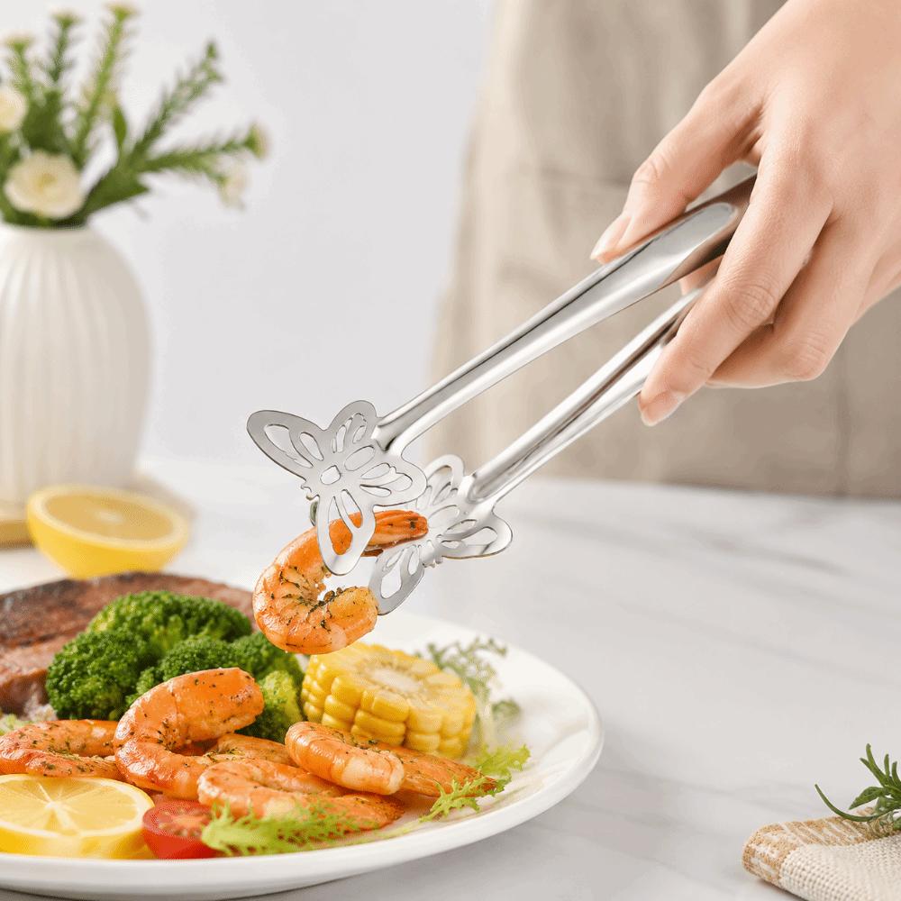 Hollow Out Stainless Steel Food Tongs Portable Kitchen Cooking Tongs Restaurant Supplies
