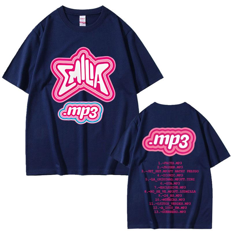 Singer Emilia Mernes MP3 Tour Print Tshirt Male Casual Tshirt Men Hip Hop Oversized Crewneck T Shirts Mens Vintage Tees