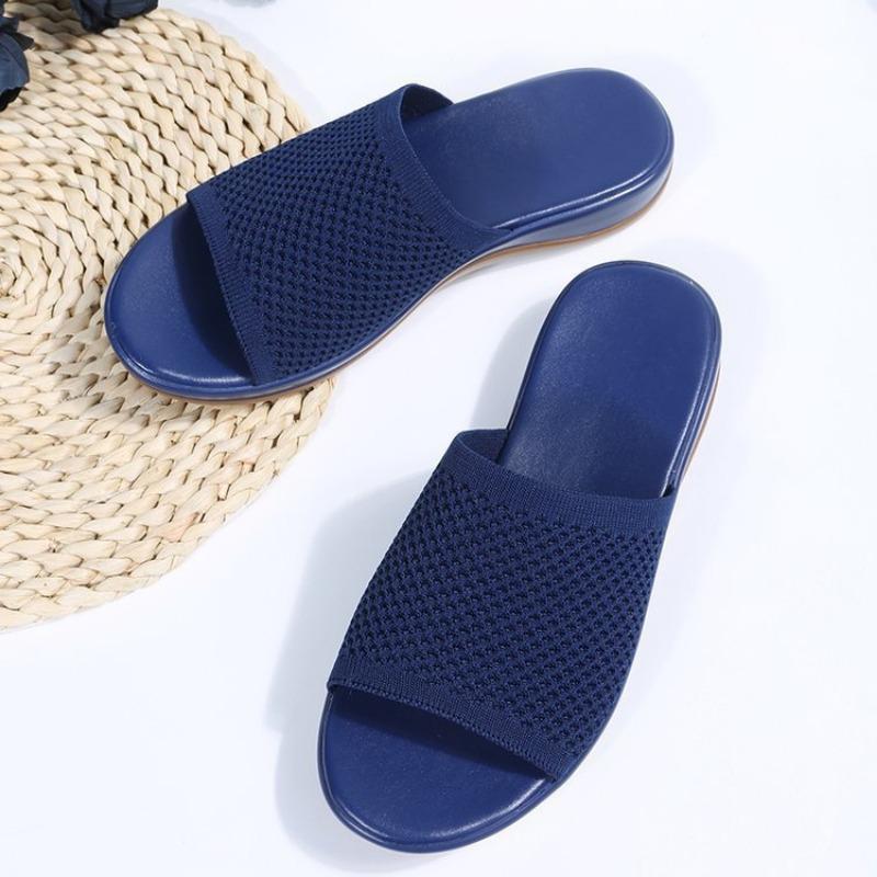 New Wish Sandals Spring and Summer New Knitted Thick-soled Large-size Flat-soled Slippers Women's Single Shoes