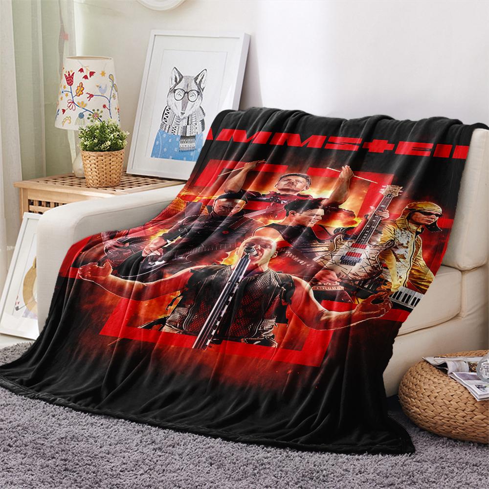 1PC Rammstein Band Print Flannel Blanket, High Quality All Seasons, Home Decor, Warmth and Comfort, Perfect for Christmas Gifts