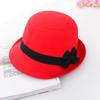 ZHENYUEQI Women's Autumn/Winter Faux Wool Bowler Hat with Bow