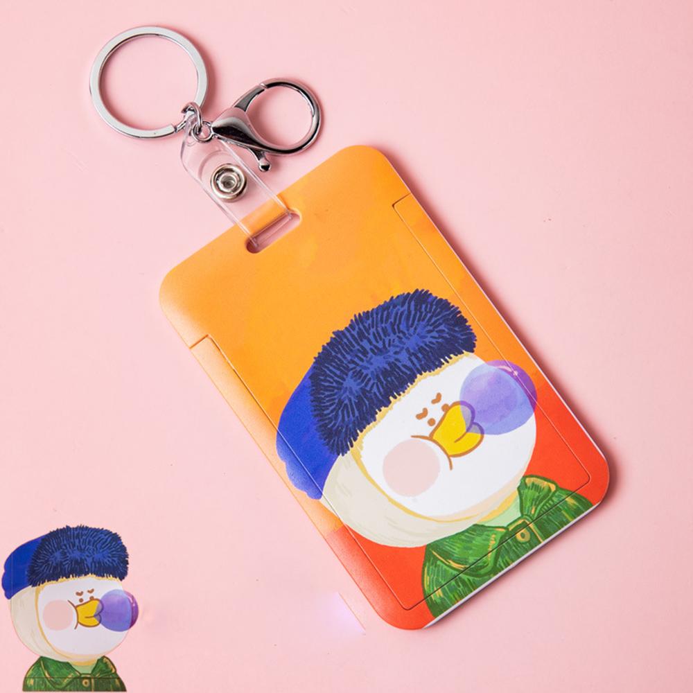 Student Hang Rope Card Holder Oil Painting Card Case Bus Card Protection Cover Pull Badge Holders