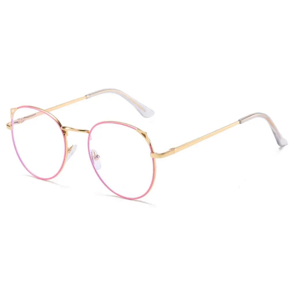 

1PC Metal Frame Anti-Blue Light Glasses Women Men Cute Cat Ears Frame Eye Protection Ultra Light Eyeglasses Computer Goggles