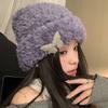 Butterfly Plush Beanie Winter Women's Plush Thickened Warm Windproof Cycling Earmuffs Knitted Hat