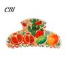 Fruit Print Hair Claw Back Head Shark Clip, Summer Claw, Large Size Shower Clip for Thick Buns And Half-Ties