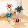 Women's Rings, Colorful Flower Rings with Enamel Craftsmanship, Elegant Rings Suitable for Daily Wear and Vacation Wear