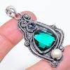 Natural Indicolite Tourmaline 925 Sterling Silver Jewelry Pendant 2.36" F1k16