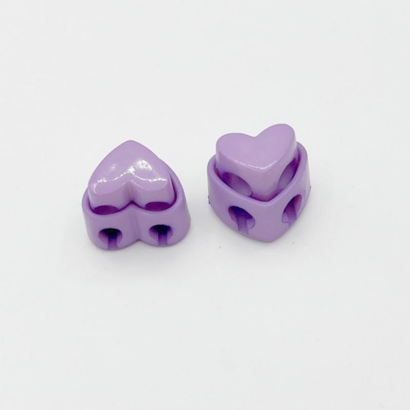 New 5pcs Garment Stoppers Heart-Shaped Plastic Cord Locks Double Hole Spring Toggle Anti-slip Stoppers Garment Accessories