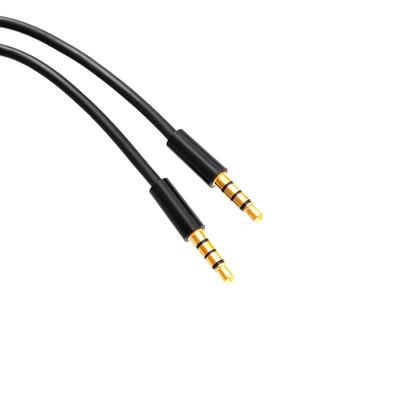 Câble audio auxiliaire mâle-mâle 3,5 mm à 4 sections avec microphone pour enregistrement en voiture et sur carte son
