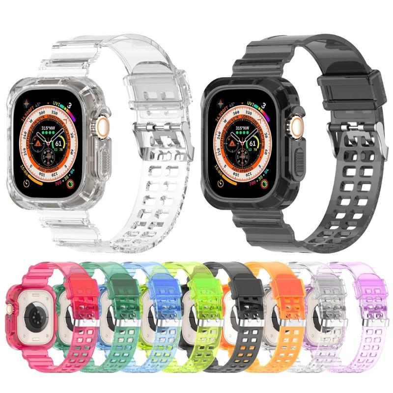 Soft Silicone Watchband Adjustable Watch Band Strap Repalcement for iOS Watch Ultra 49mm Smartwatch Comfortable