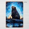 Retro Black Bear Mist Art Tin Sign 20x30cm Dramatic Wall Decor