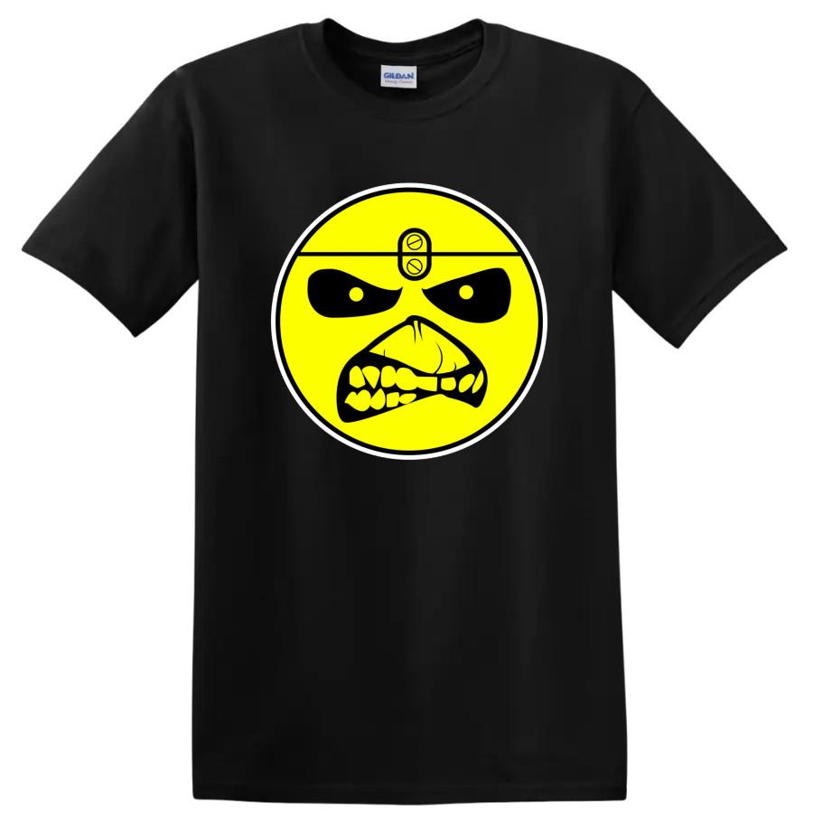 Evil Grinning Face Graphic T Shirt for Horror Fans Yellow Tee
