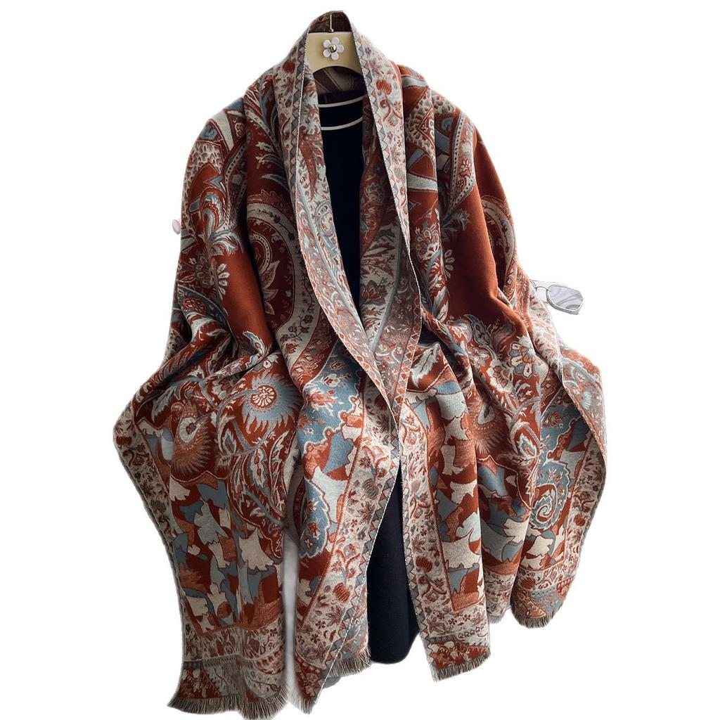 Cashew Print Autumn And Winter Double-Sided Imitation Cashmere Scarf Winter High-End Warm Shawl Women