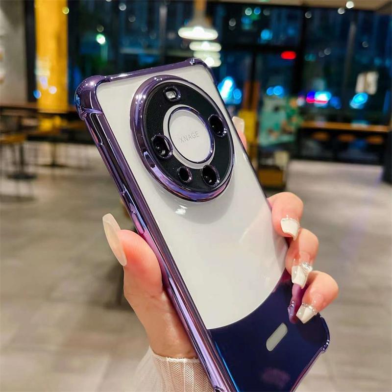 Luxury Electroplated Four Corner Anti Fall Phone Case For Huawei Mate 60 Mate 60 Pro Transparent TPU Shockproof Cover