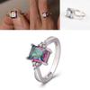 Sophisticated Small Square Ring Unique Personality Metal Inlaid For Women