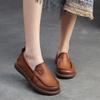 Retro Versatile Women's Shoes Genuine Leather Loafers Round Toe Soft Sole Casual Slip-on Flat Shoes