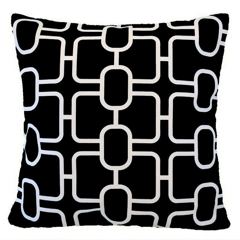 Cover Geometric Cushion Home Sofa Decor Black  White Linen Throw Pillow Case