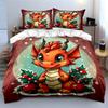 Cute Christmas Dragon Design Bedding Duvet Cover Set  (1*Duvet Cover 2*Pillowcases, without duvet insert)