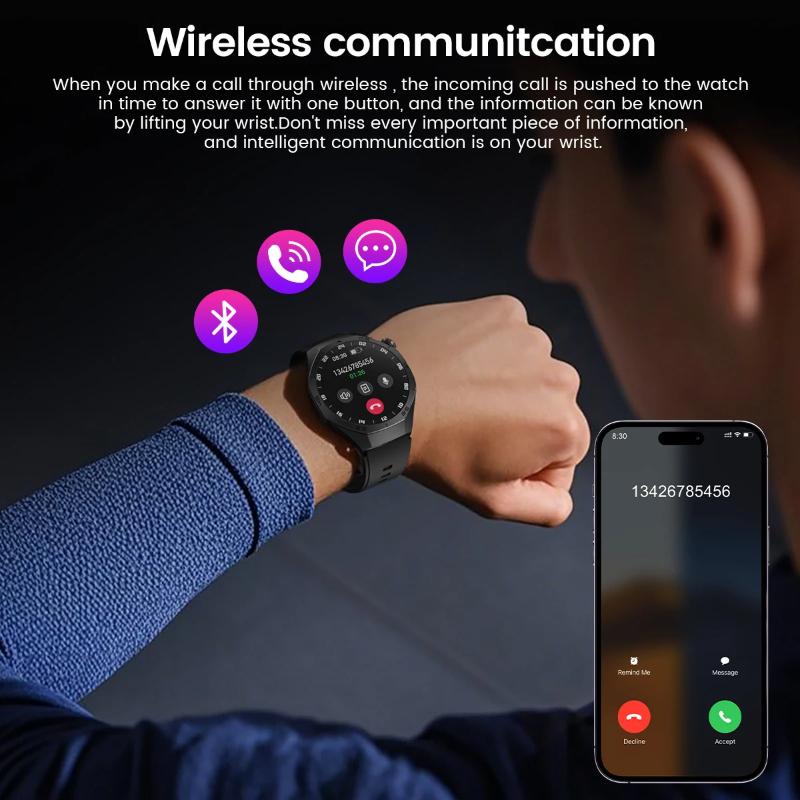 2025 Nouvelle Montre Connectée Homme Tracker GPS Écran AMOLED HD Fréquence Cardiaque Appel Bluetooth NFC Étanche Sports Extérieur Fitness Montre Connectée