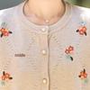 Women's Embroidered Crew Neck Knit Cardigan