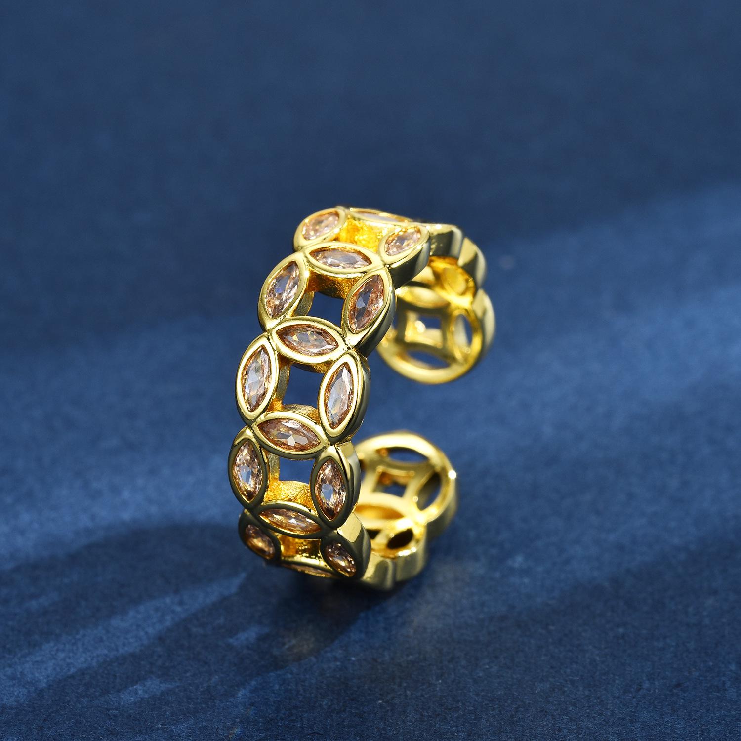 Zircon Vintage Coin Adjustable Ring: Elegant, Versatile Jewelry for Women Adjustable Opening