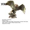 Micro Landscape Figure Eagle Skull Figurine, Small Vintage Bird Statue, Solid Brass Decorative Desktop Tea Pet Sculpture for Home Office