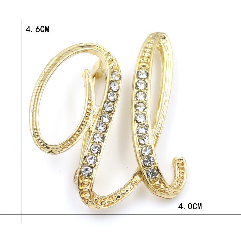 Trendy 26-Letter Rhinestone Brooch Pin - Fashion Accessory for Clothing & Bags