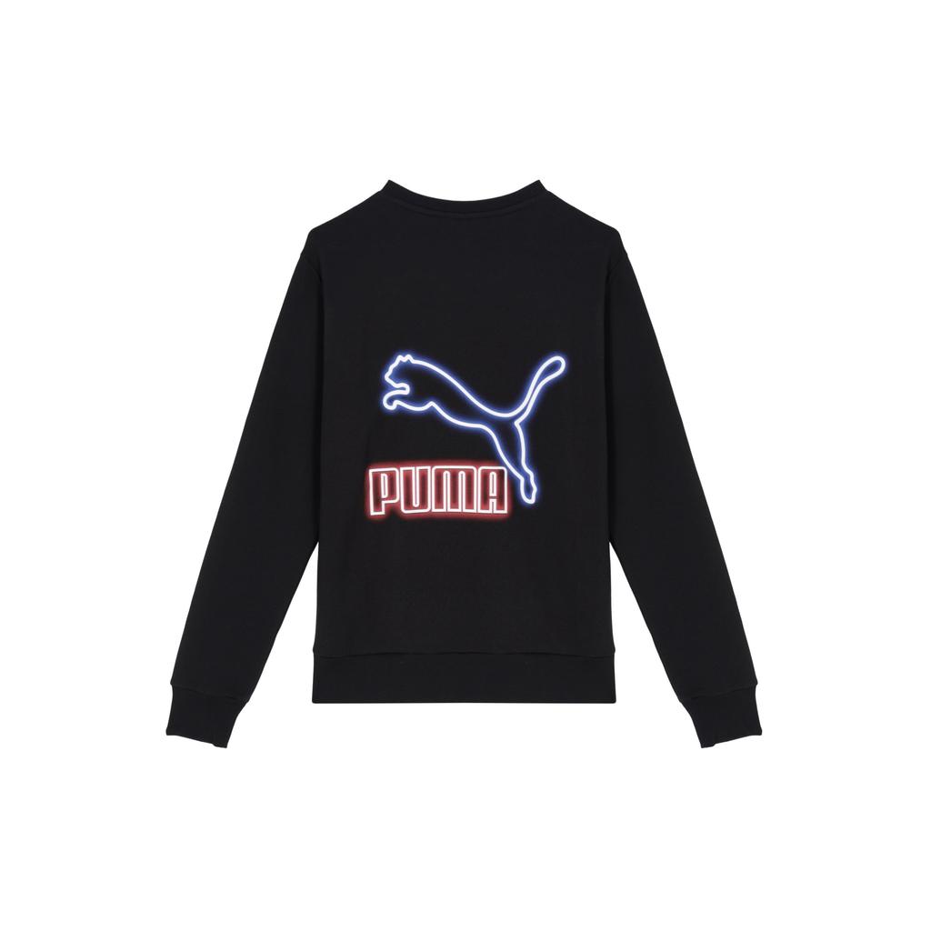 Puma Letter Logo Crew Neck Casual Sweatshirt Women Sweatshirt Black 535044-01